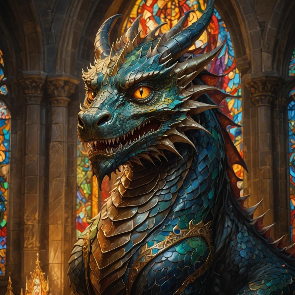 Elegant Dragon Amidst Ancient Church Mural