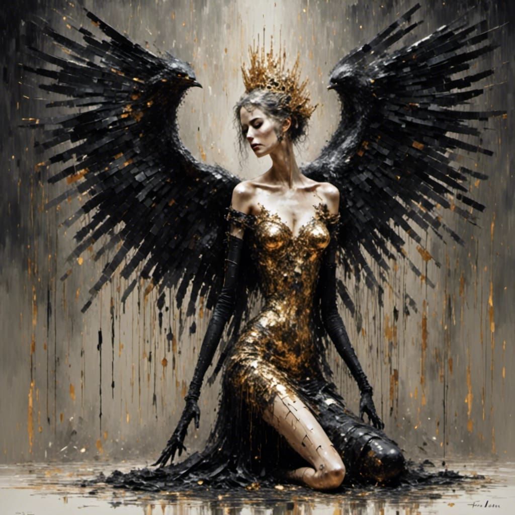 Dark Impasto Paintings in Vibrant Glitchee Style