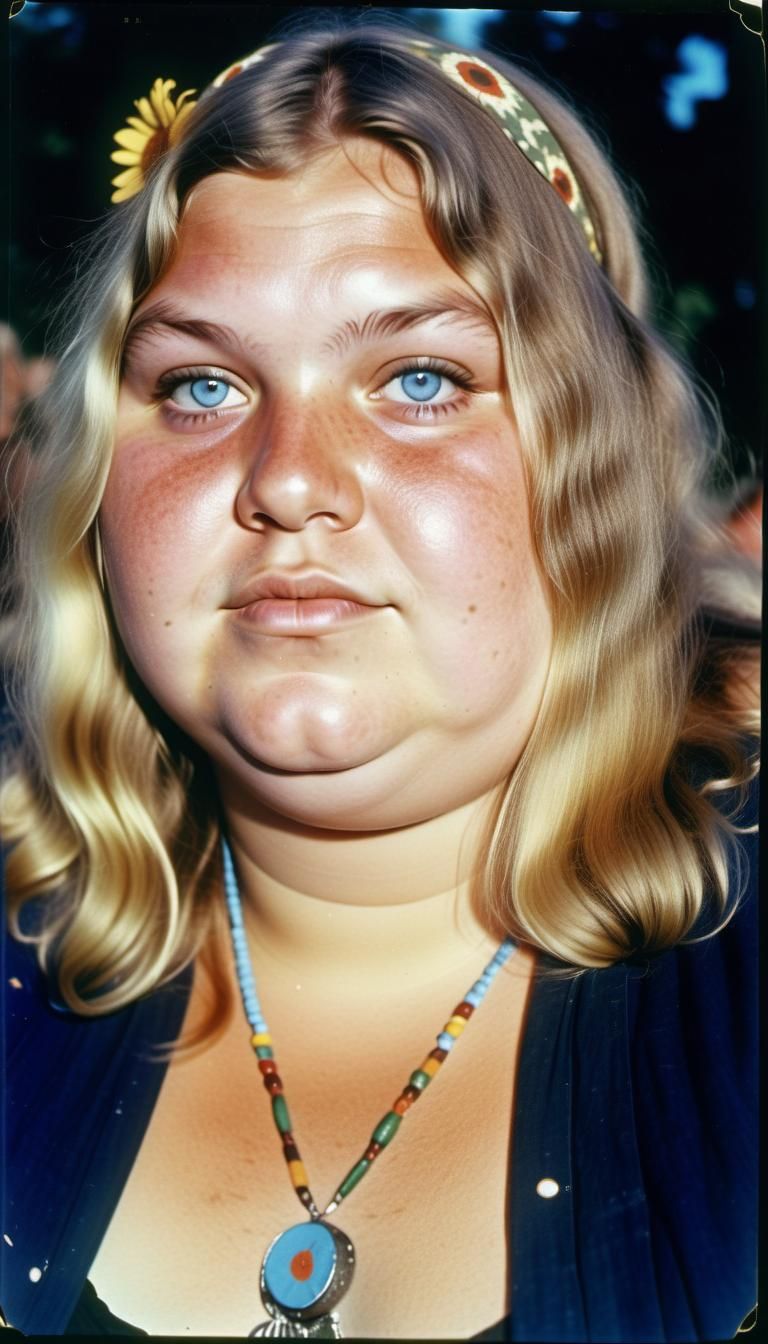 Free-Spirited Hippie Woman at Woodstock Festival