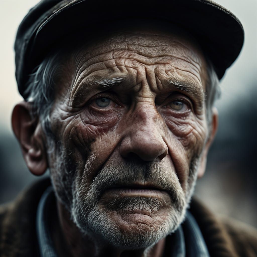 Wise Miner Portrait with Golden Hour Lighting