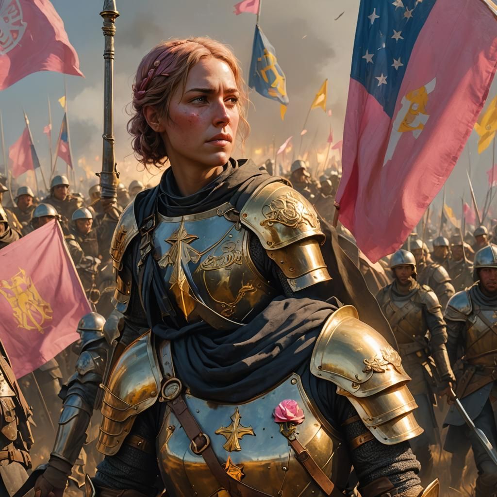 Golden Hour Portrait of Jean D'Arc with Triadic Colors and V...