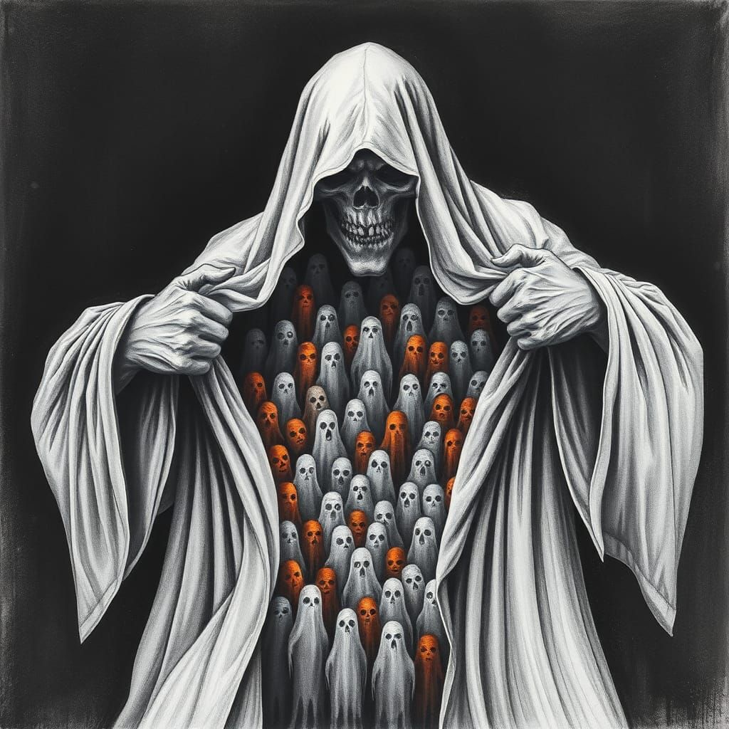 Ghost Reveals Hundreds of Tiny Halloween Spirits in Abstract...