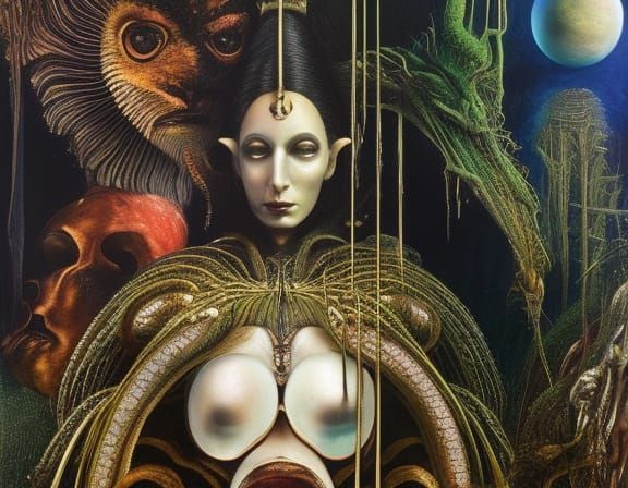 Ethereal Portrait of Marina Abramovic in Amber