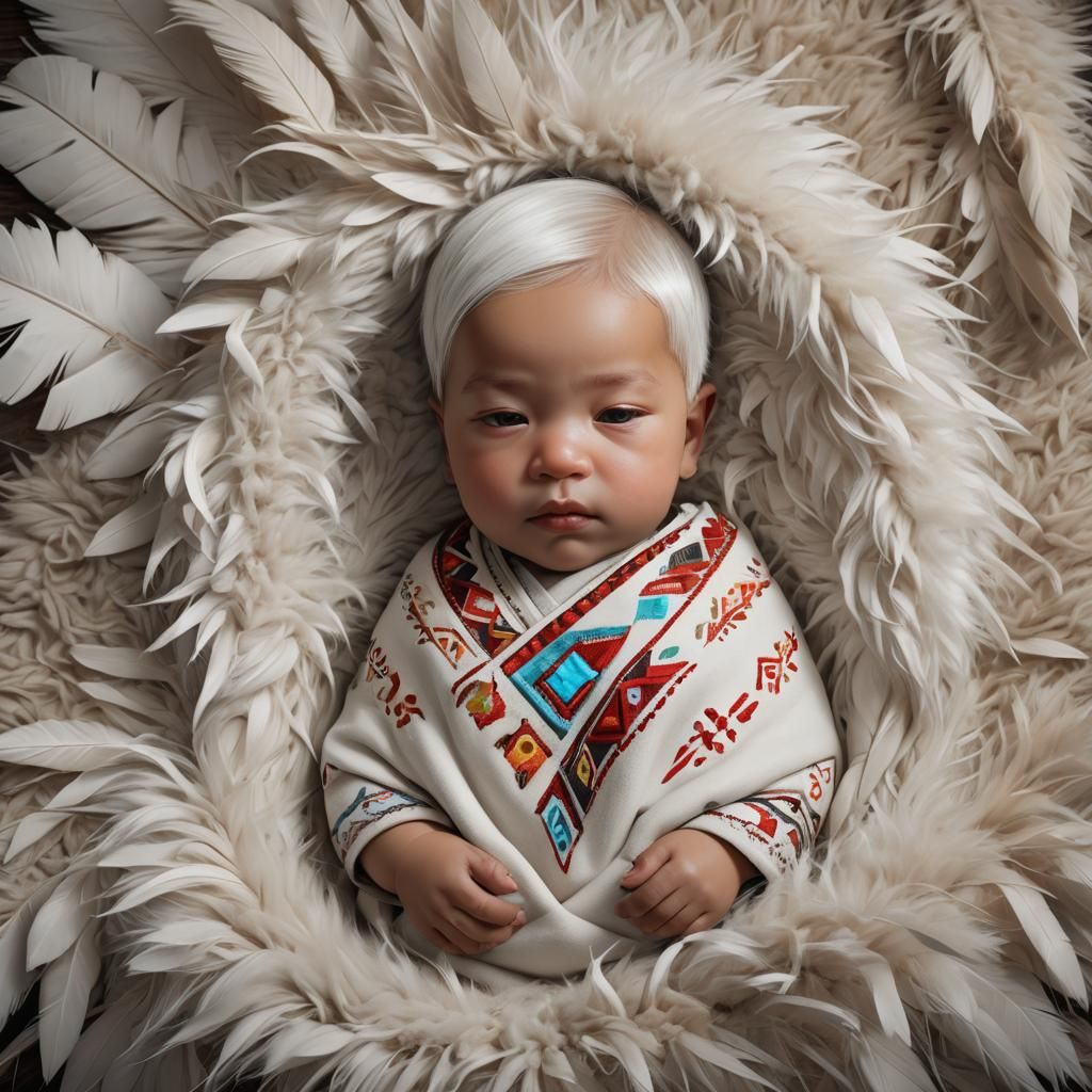 Dynamic Native American Newborn Infant Girl in Triadic Color...