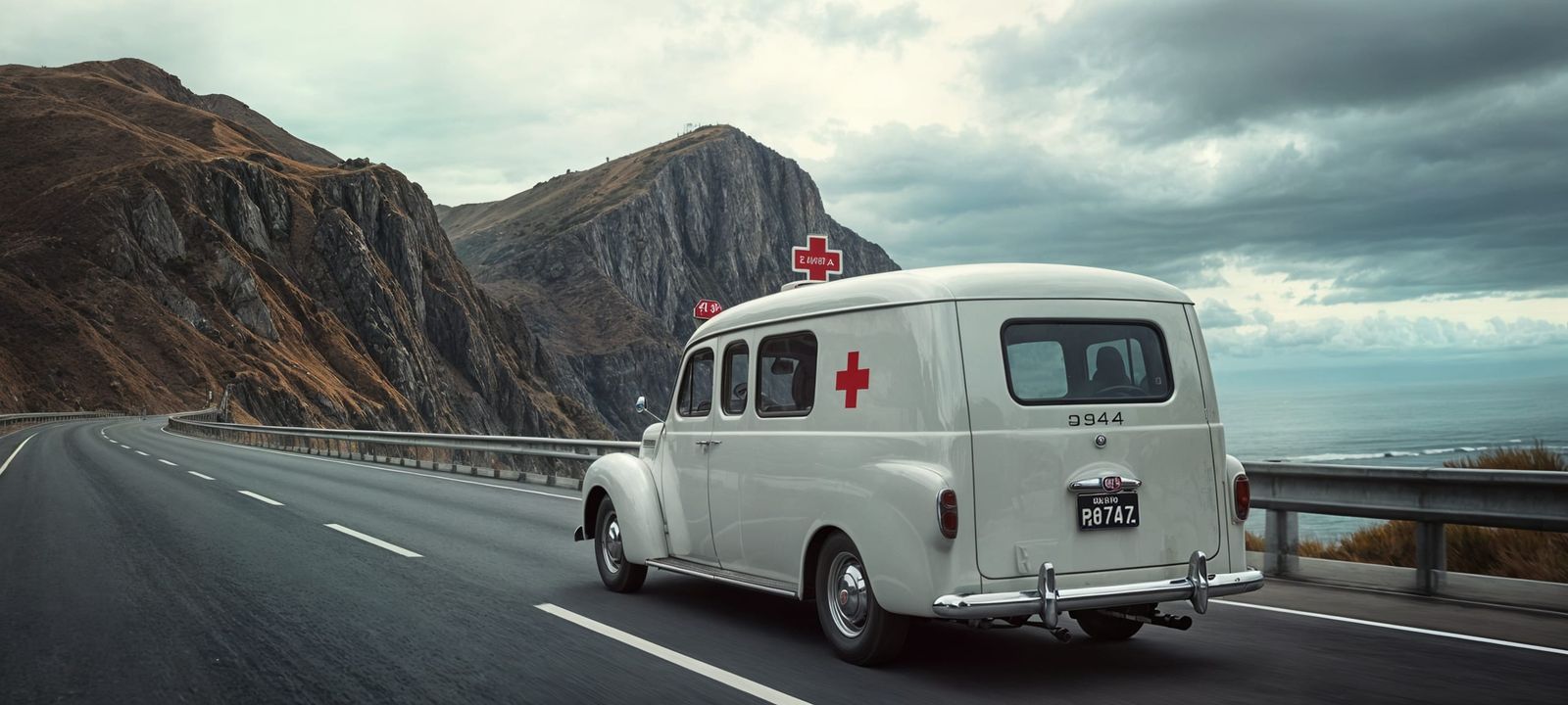Vintage Ambulance on California's Highway 1