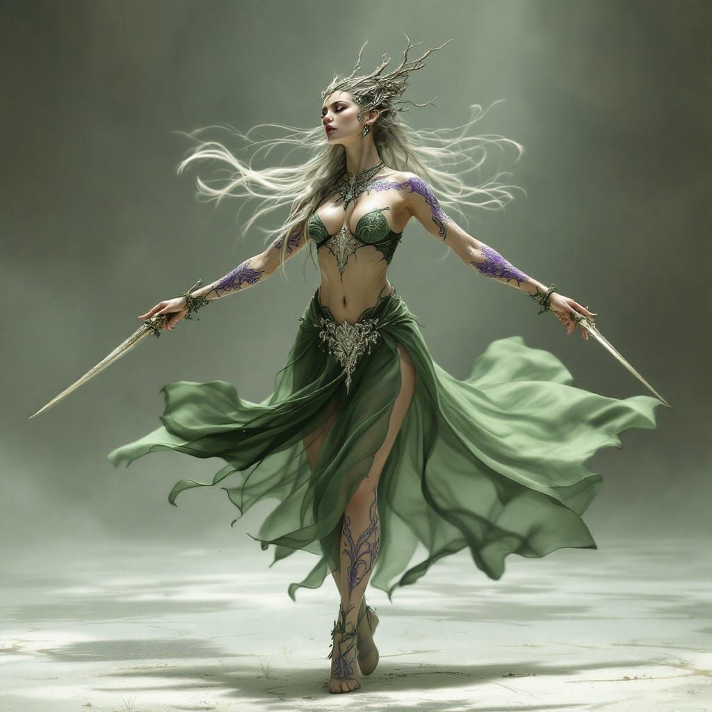 Ethereal Wood Elf Wardancer in Ballet Pose