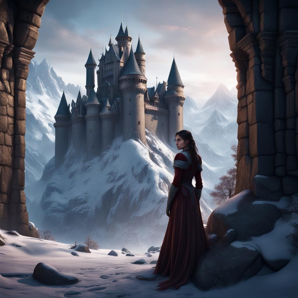 Captive Winter Princess in Majestic Mountain Castle