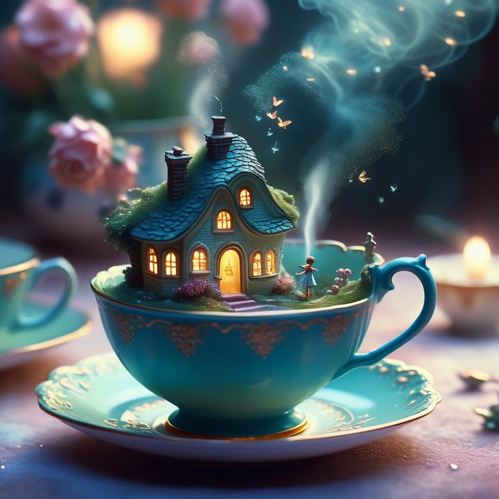 Whimsical Fairy Tale Scenes Unfold in a Delicate Teacup Drea...
