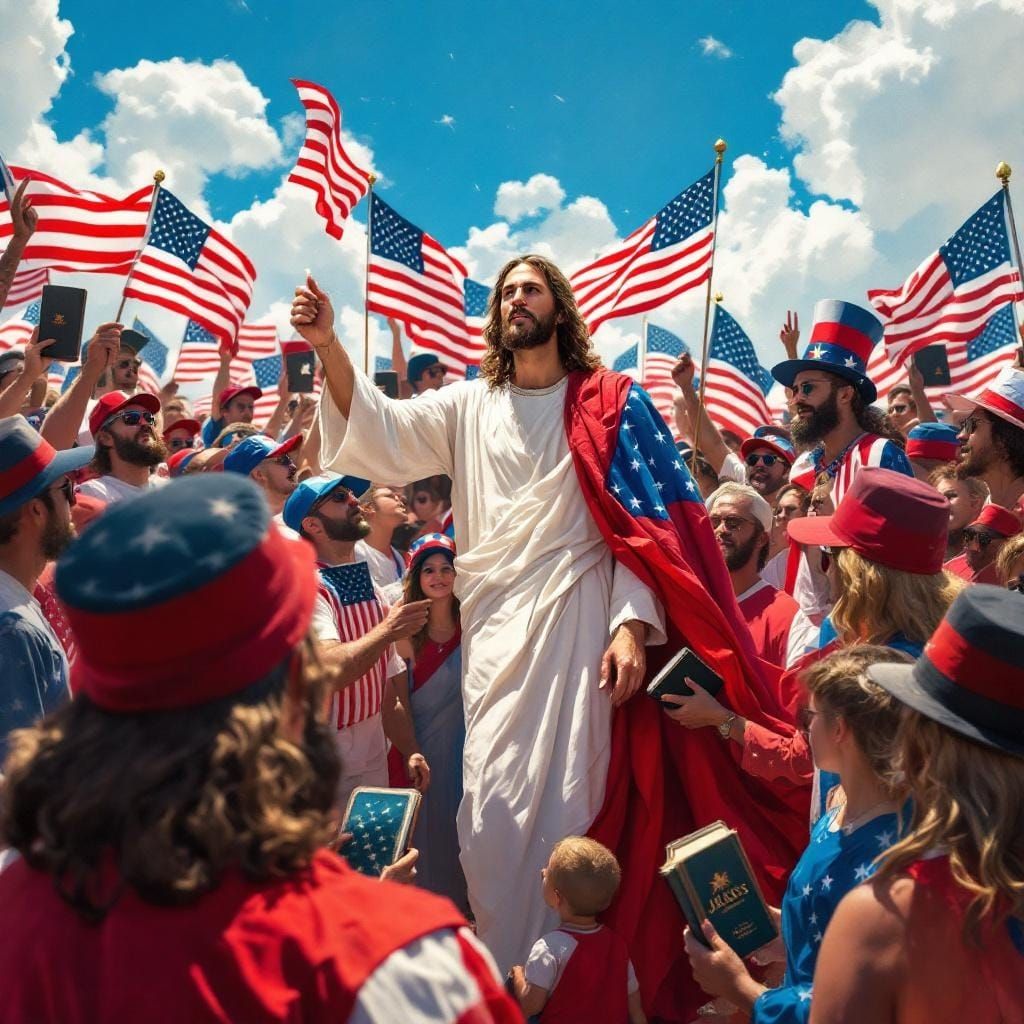 Patriotic Jesus Celebrates 4th of July
