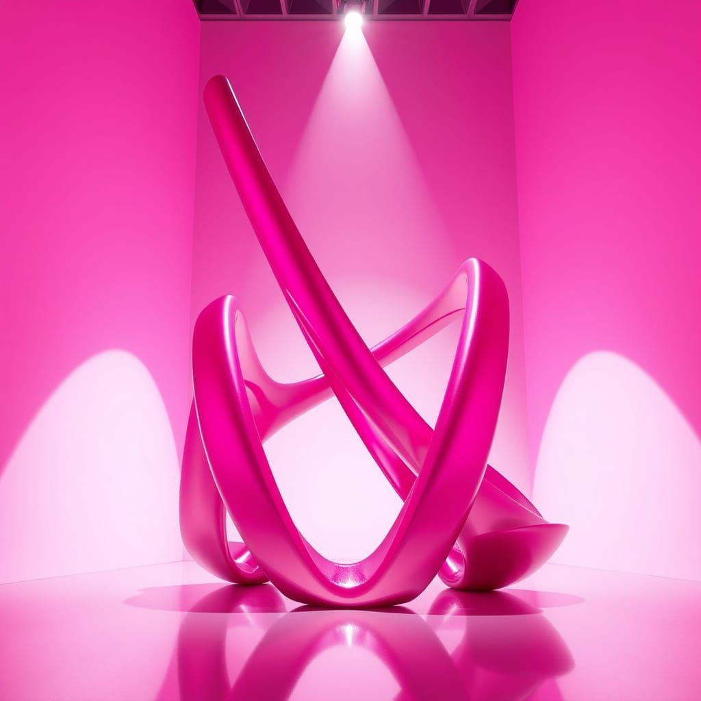 Futuristic Bauhaus Sculpture in Vibrant Pink