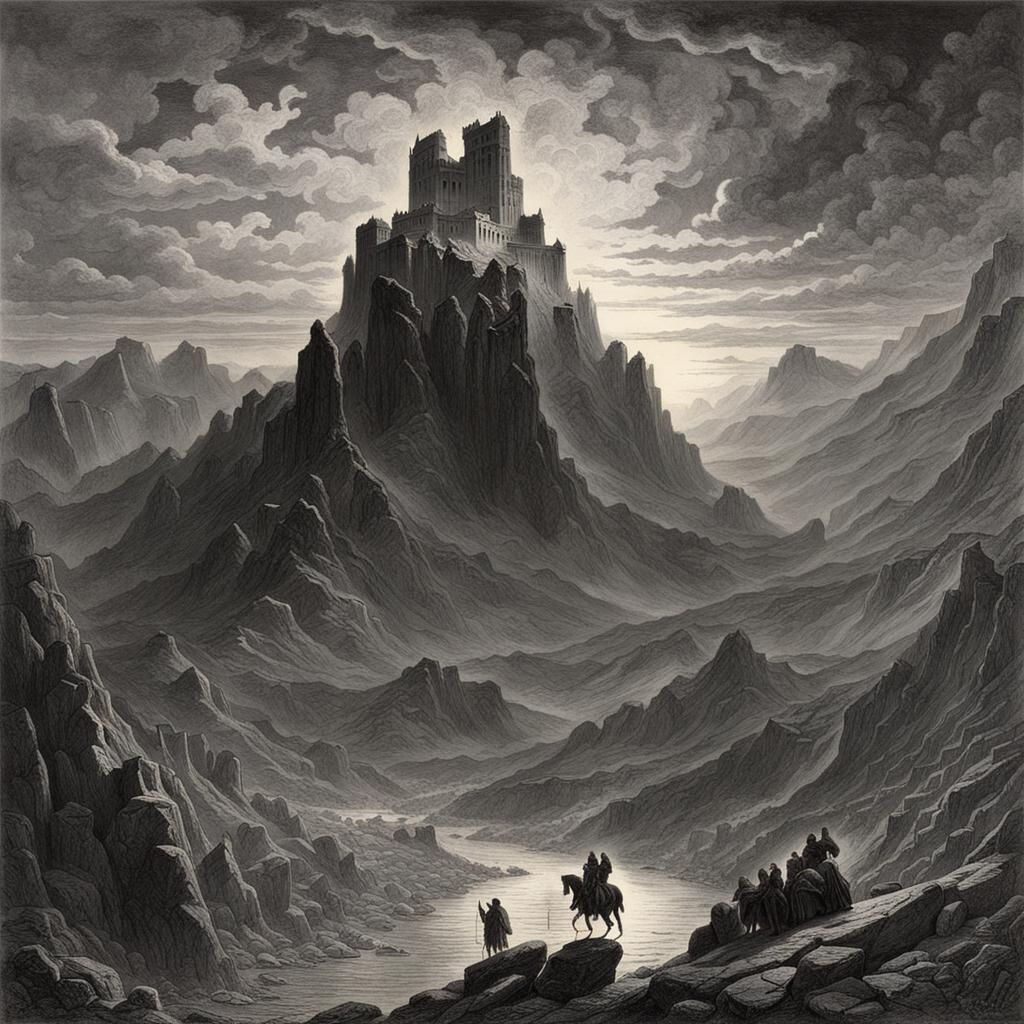 Mount Olympus at Dawn in a Dark, Gothic Style