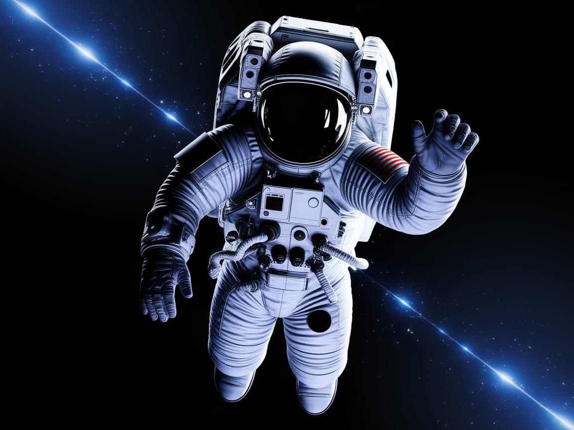 Astronaut in Deep Black Space