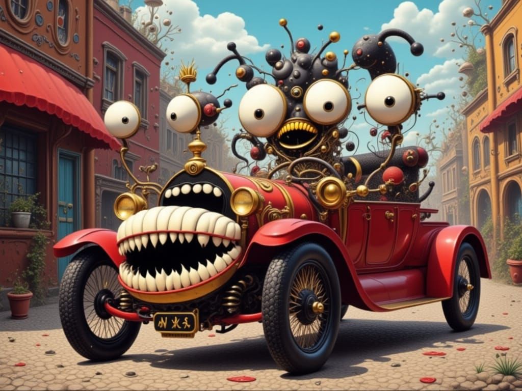 Cartoonish Model T Ford with Goofy Eyes