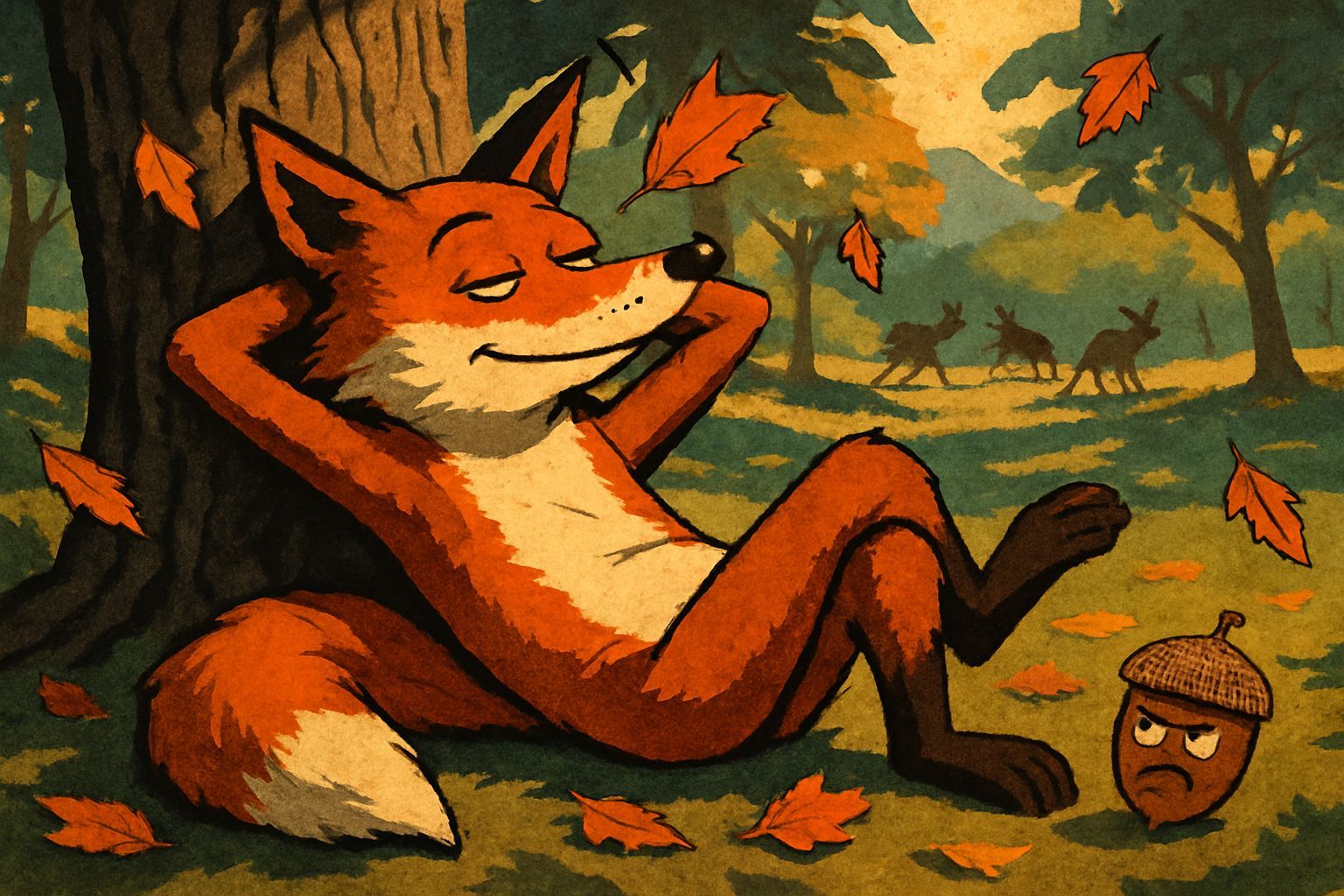 Zen Fox in Terry Gilliam Inspired Autumn Scene