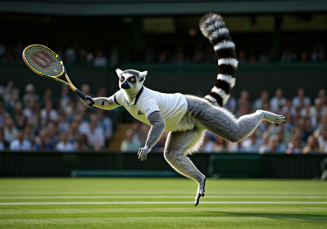 Lemur Leaps for Victory at Wimbledon in Hyper-Realistic Styl...