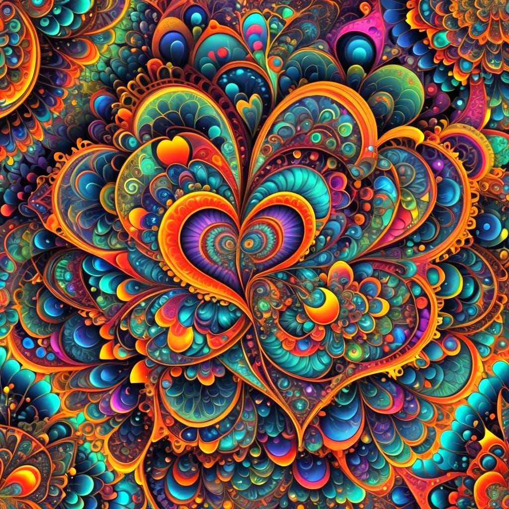 Cosmic Love in Vibrant Fractal Patterns