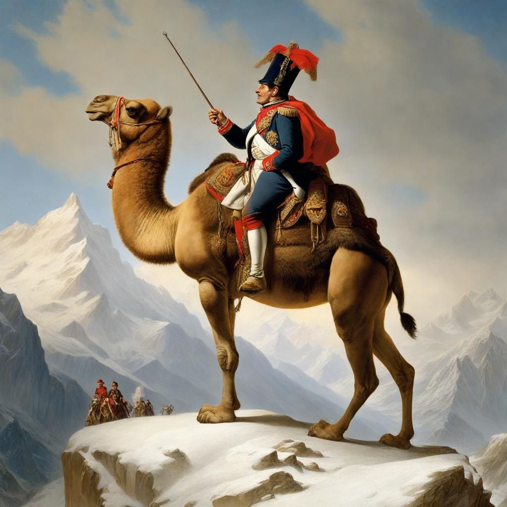 Surreal Napoleon Rides Camel Through the Alps in a Psychedel...