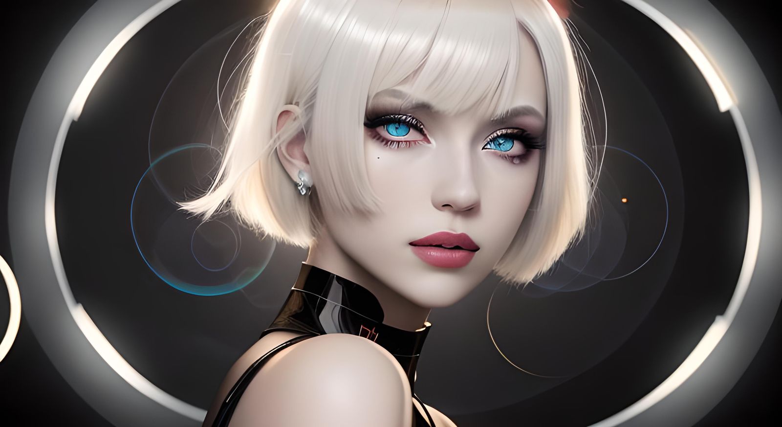 Glamorous Noir Woman Radiates Confidence Under Bright Spotli...