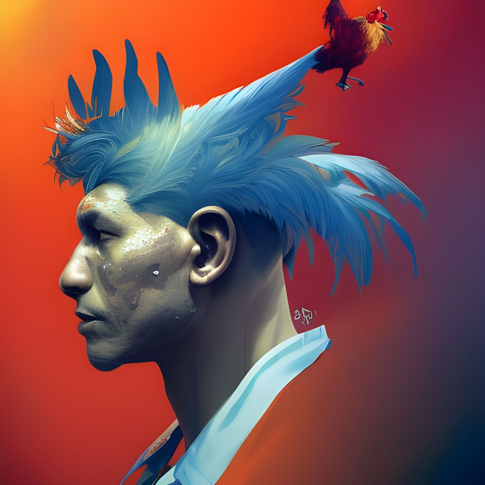 Cyberpunk Space Qianli Half Bird Man