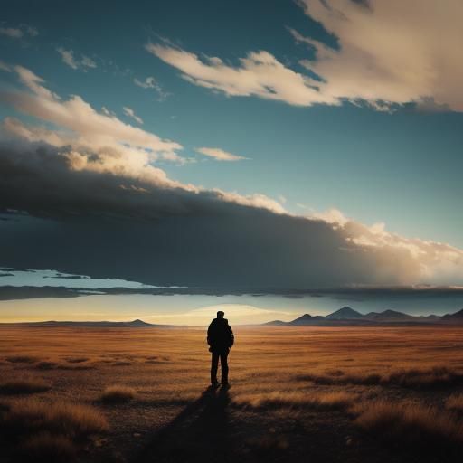 Ethereal Distant Figures in a Vibrant, Surreal Landscape