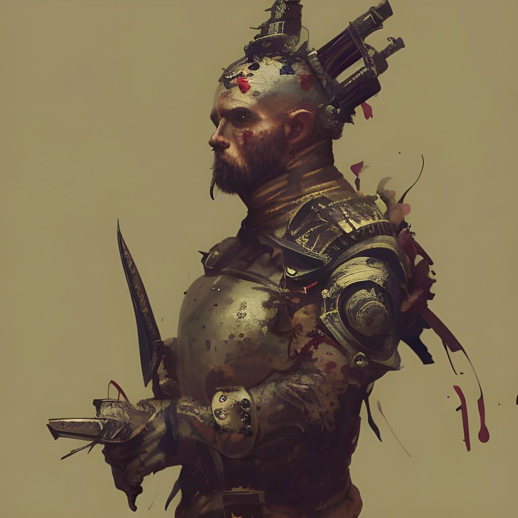 Gothic Medieval Warrior in Camo-Purple Armor