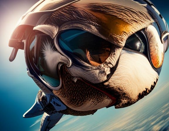 Intricately Detailed Seagull Skydiver in Splashy Hyperrealis...