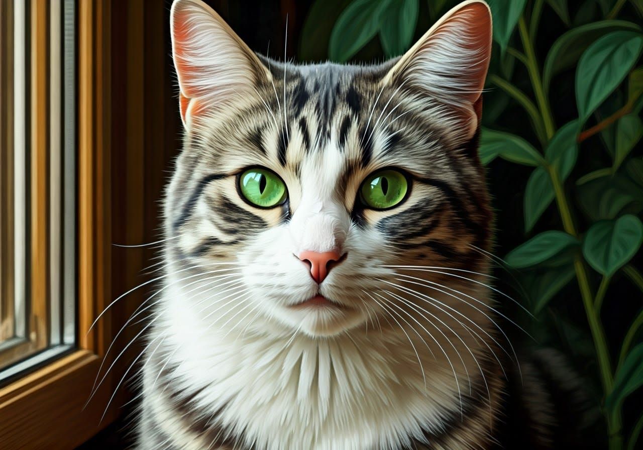 Regal Cat in Art Nouveau-Inspired Setting