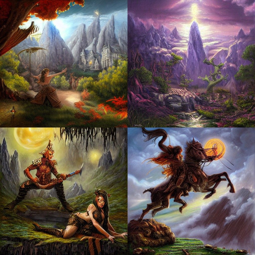 Epic Fantasy Realm Revealed in Brushwork and Mythic Details