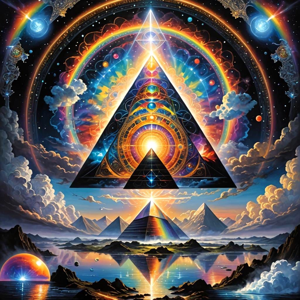 Ethereal Crystal Pyramid Radiates Luminous Energy in a Vibra...