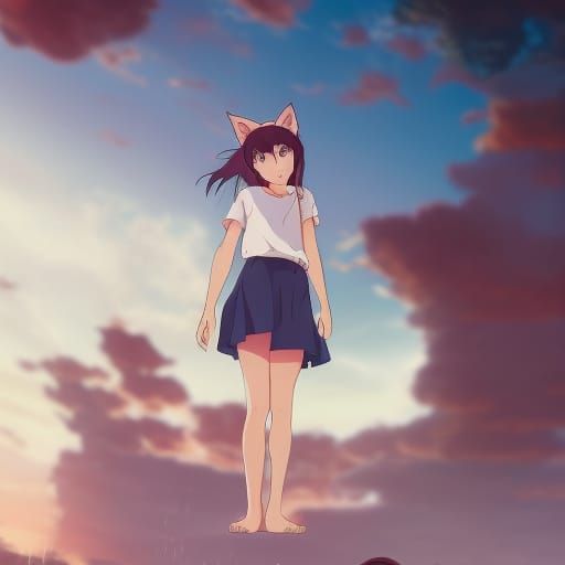 Ethereal Anime Catgirl Under Soft Natural Light