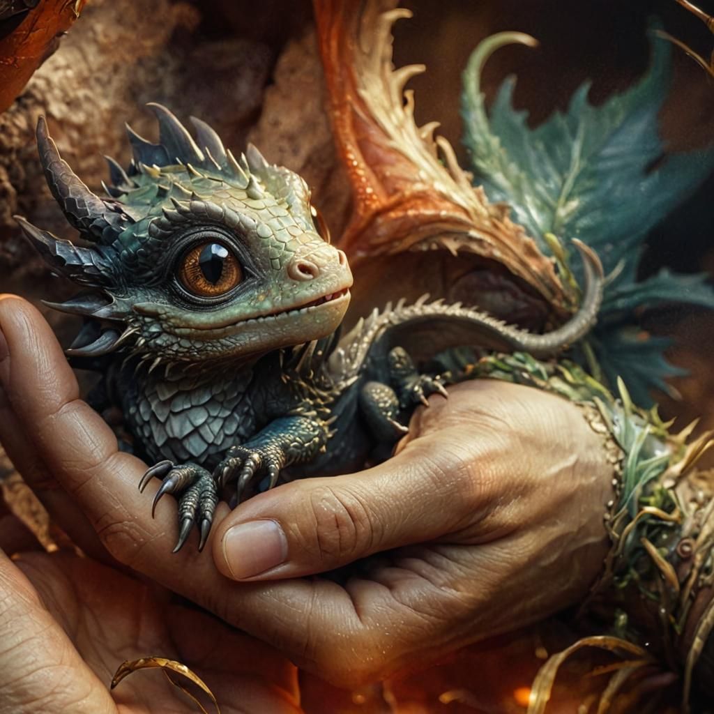 Whimsical Dragon-Like Creature in Dark Fantasy Art