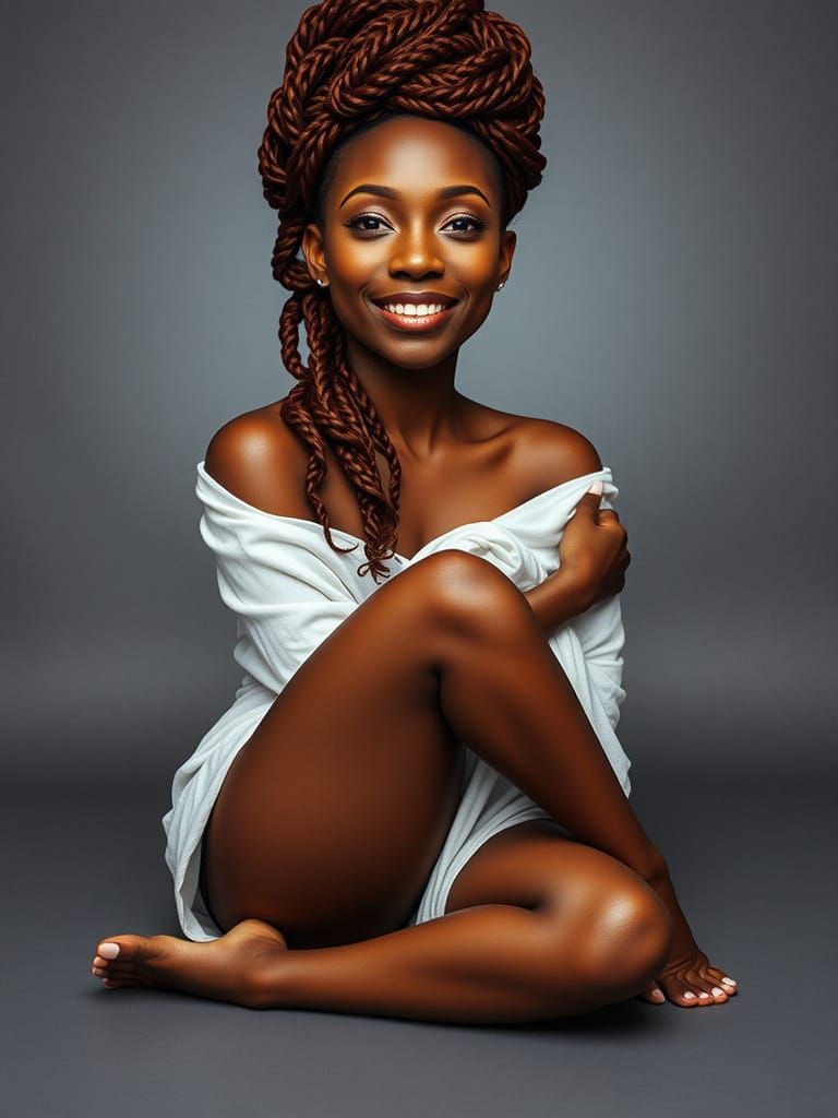 Radiant African American Woman in Artistic Studio Portrait