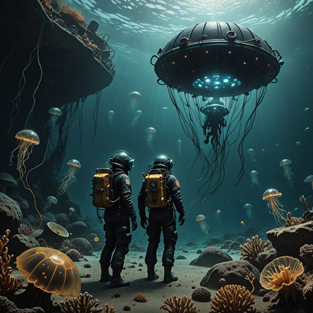 Underwater Encounter: Men in Black and UFO