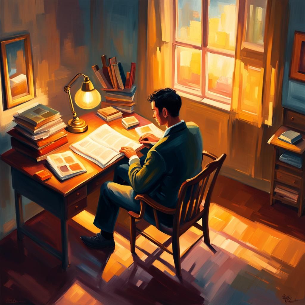 Masterpiece Oil Painting of a Person in a Chair, Set Against...