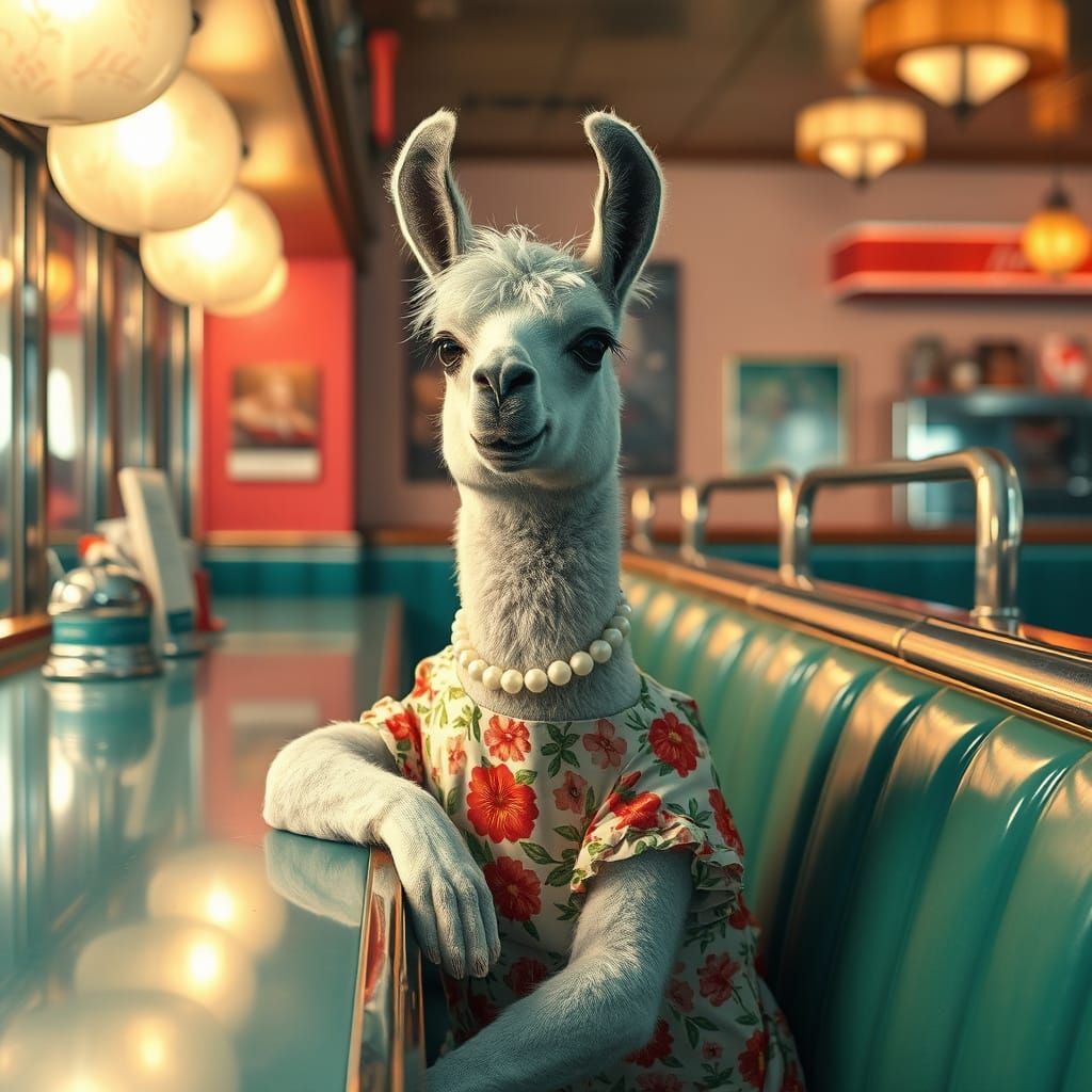 Retro Diner Scene in Warm, Golden Light