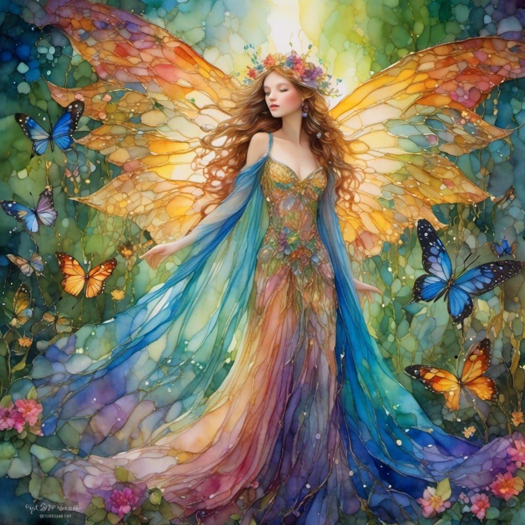 Regal Fairy in Ethereal Evening Gown