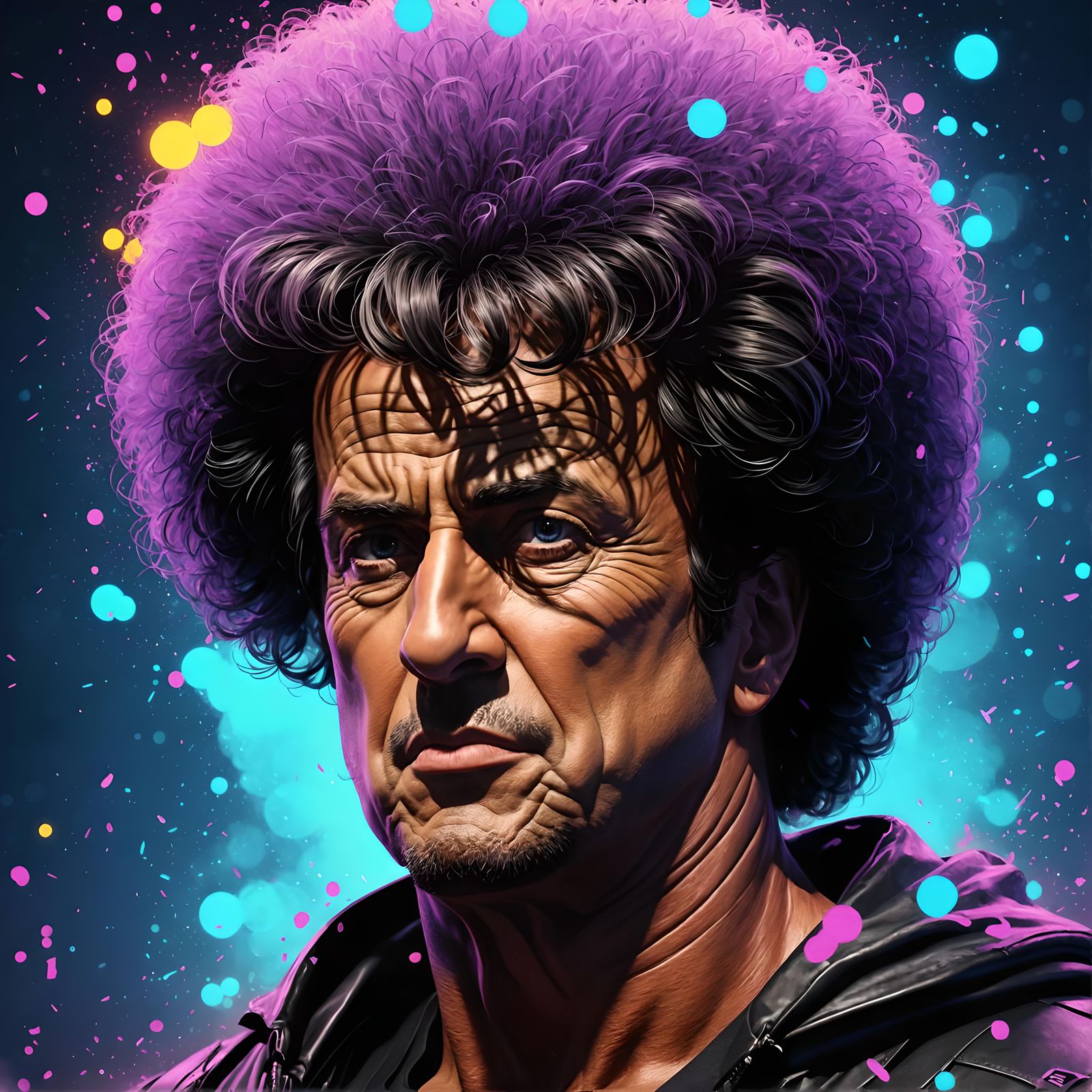 Sylvester Stallone in Whimsical Watercolor Portrait