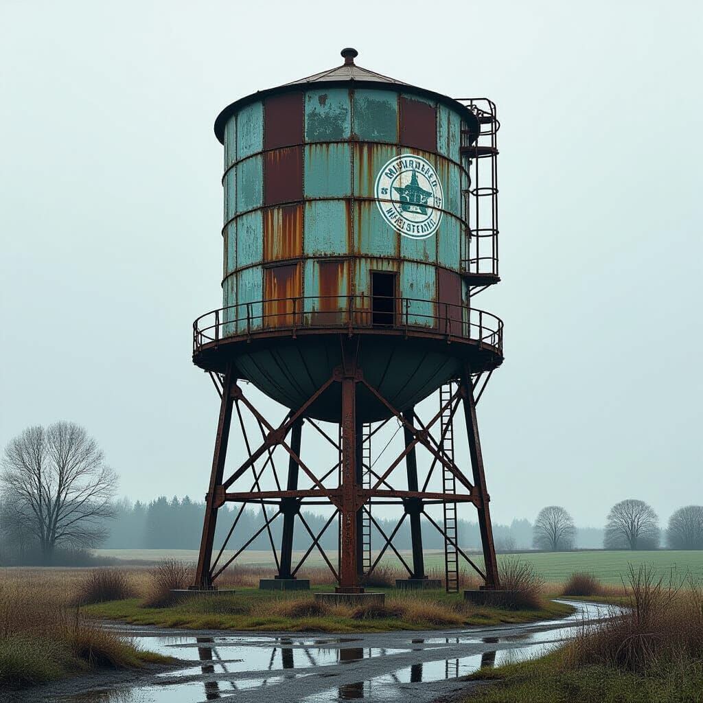 Rustic Water Tower in Photorealistic Style
