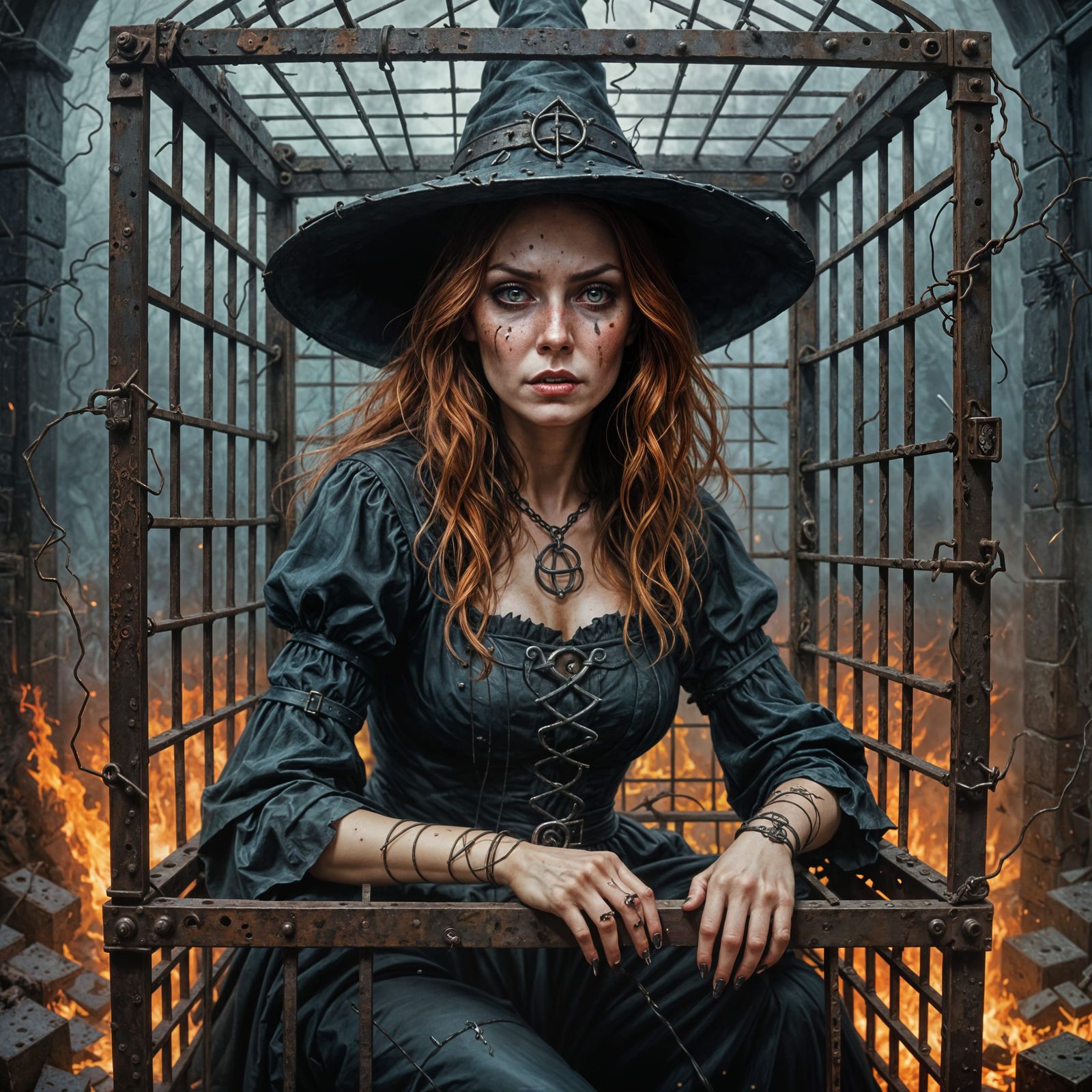 Pretty Witch Trapped in Hellish Iron Cage