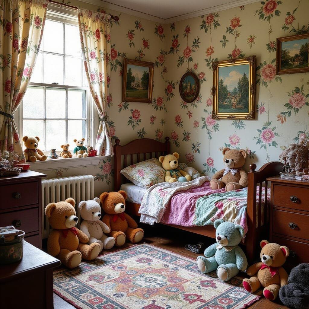 Grunge Style Children's Bedroom with Vintage Toys