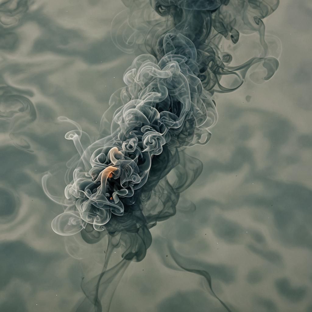 Misty Lake Landscape with Smoke