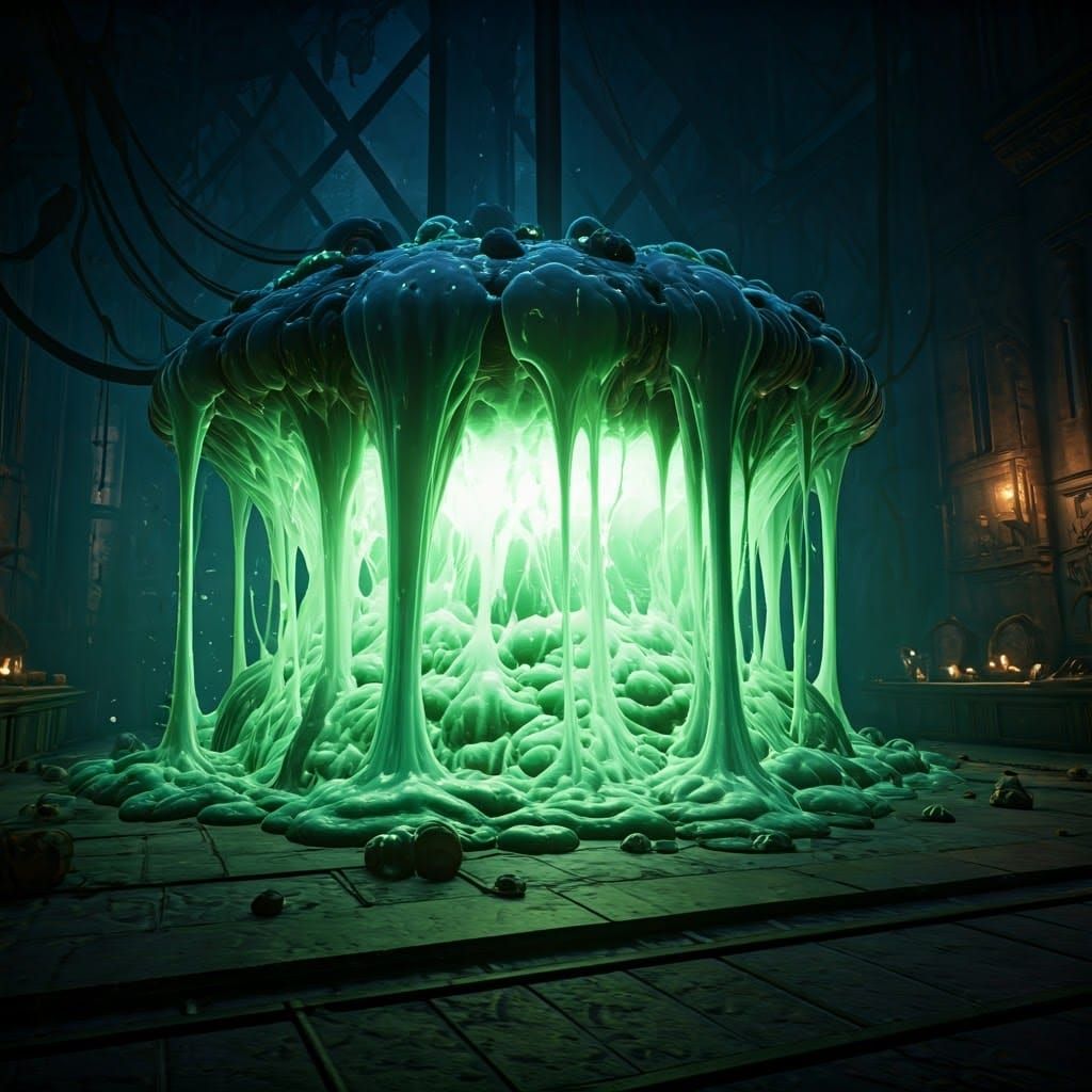 Electric Green Slime Vat in Ancient Laboratory