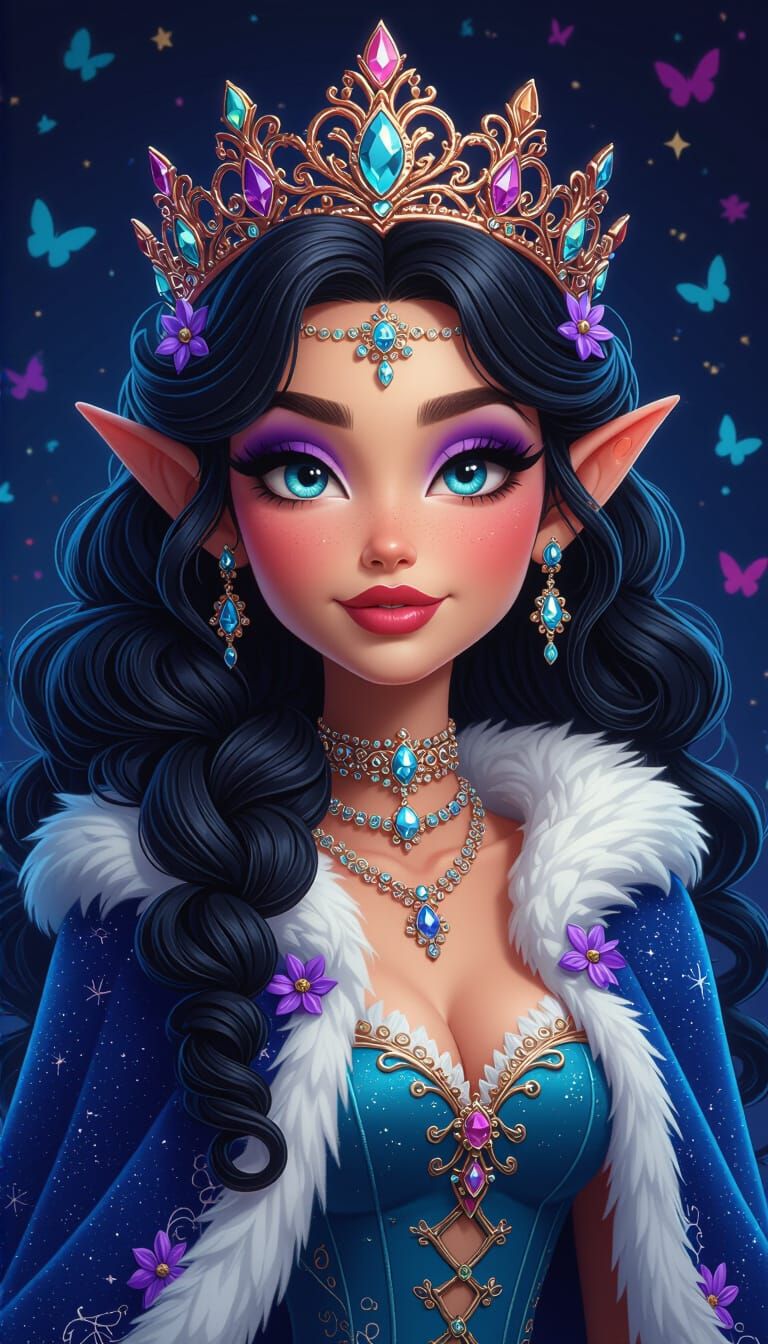 Elven Princess in Psychedelic Cartoon Style
