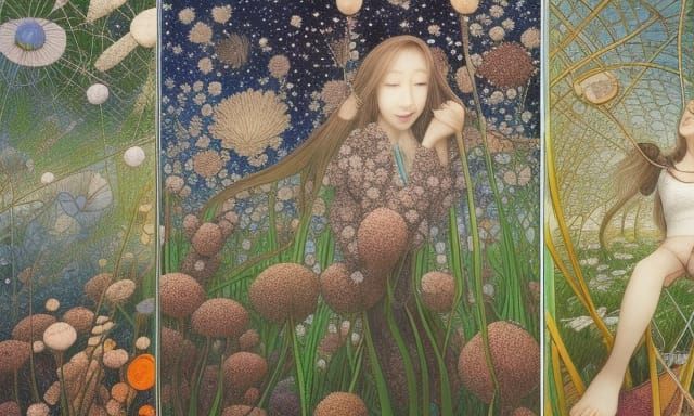 Surreal Stargazing in a Vibrant Mycelium Forest