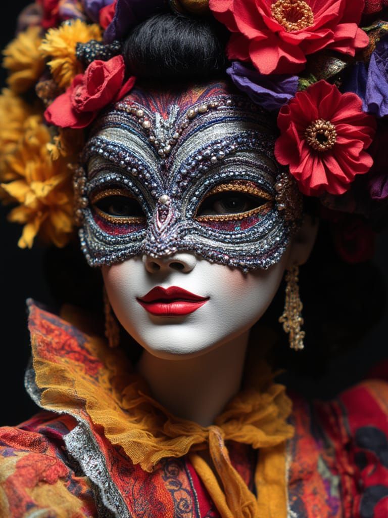 Geisha Carnival Mask Fashion: Iridescent Sparkle