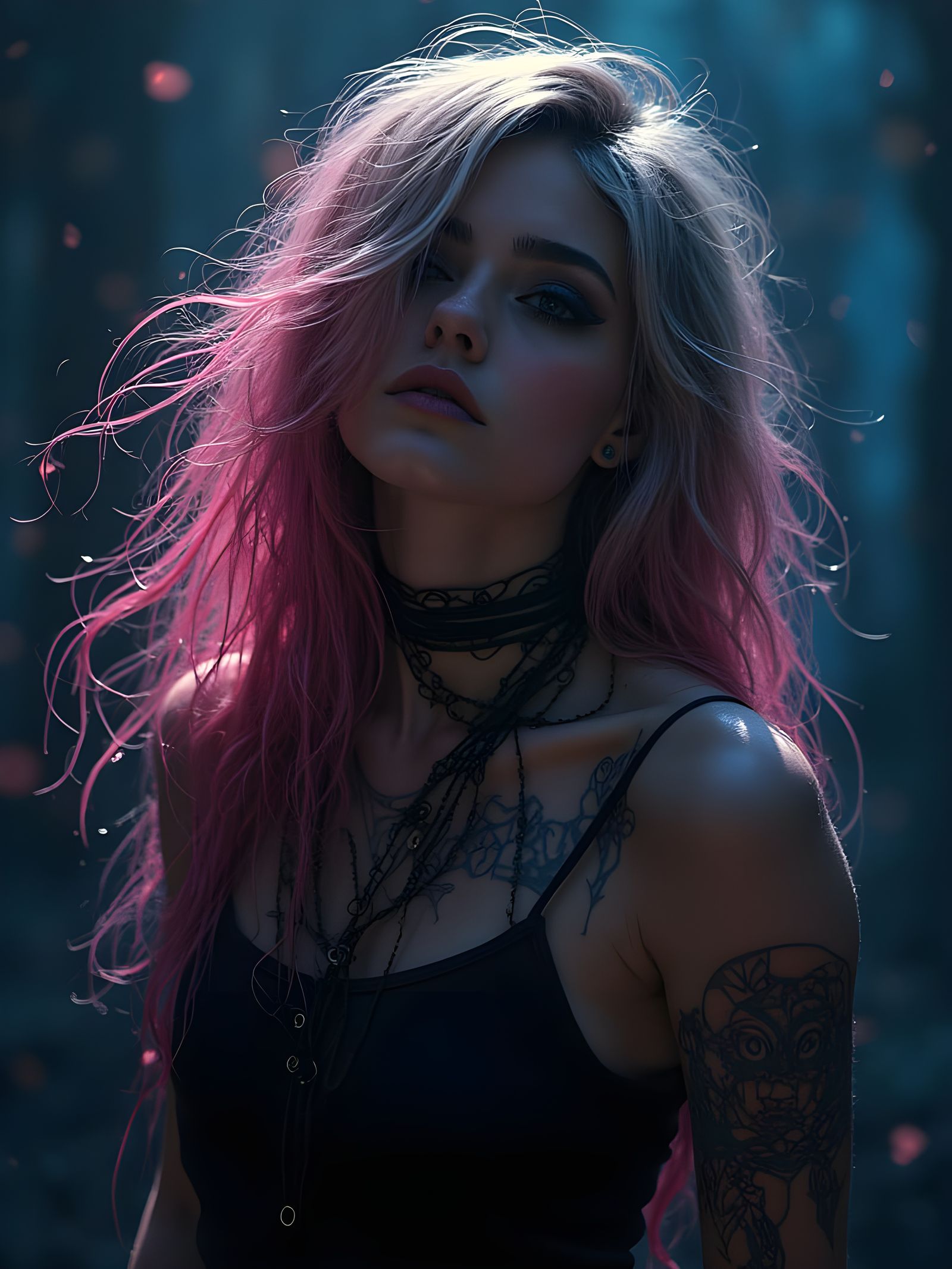 Surreal Avril Lavigne Portrait in Cyberpunk Style