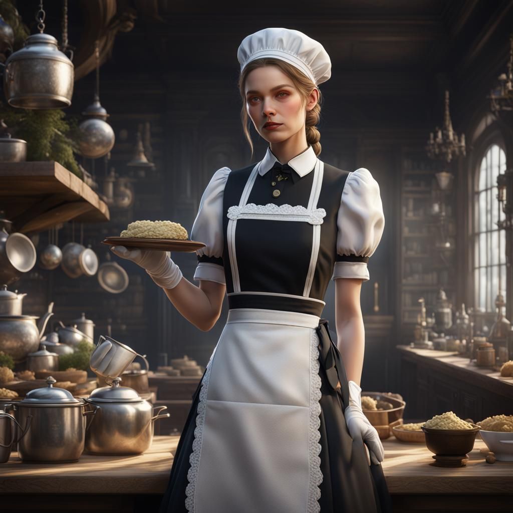 Maid of Victory in Elegant Black Attire