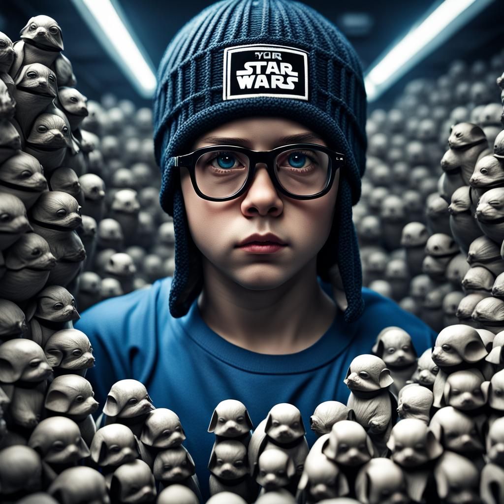 Young Darth Vader Surrounded by Cuddly Guinea Pigs in the De...