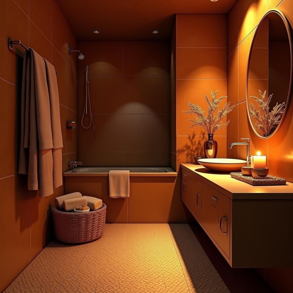 Mystical Sanctuary Bathroom in Warm, Golden Tones