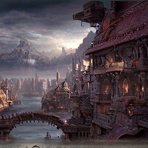 Fantastical River City: Detailed Matte Painting